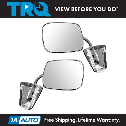 TRQ Stainless Steel  Manual Side View Mirrors LH & RH Pair Set for Chevy Truck