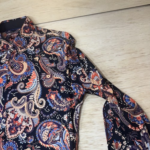Consequence Shirt Mens Medium Black Dragon Paisley Long Sleeve Button Up Stretch - Picture 5 of 22