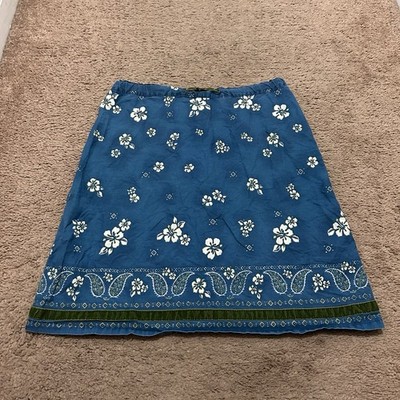 Vintage Roxy Quiksilver Women's Hawaiian Floral Print Medium Skirt Y2K
