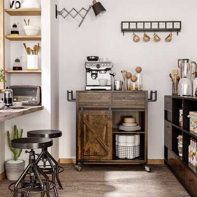 Kitchen Island Cart with Adjustable Shelf, Drawers and Towel Rack