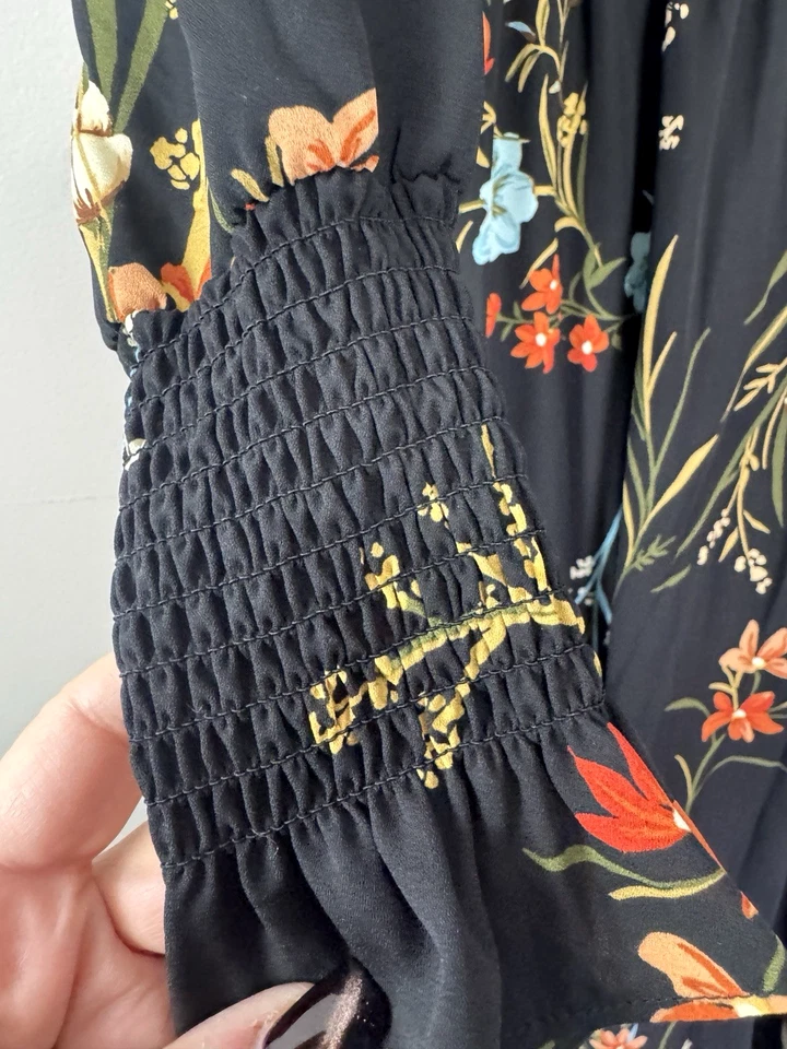 Nanette Lepore Women 14 Floral Midi Dress Asymmetrical Whimsigoth Dark Fairycore - Image 4 of 4