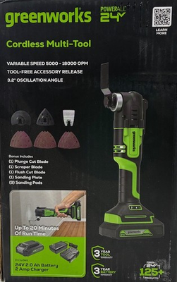 #ad Greenworks 24V Cordless Multi Tool Oscillating Tool 2.0Ah Battery 2A Charger $87.01