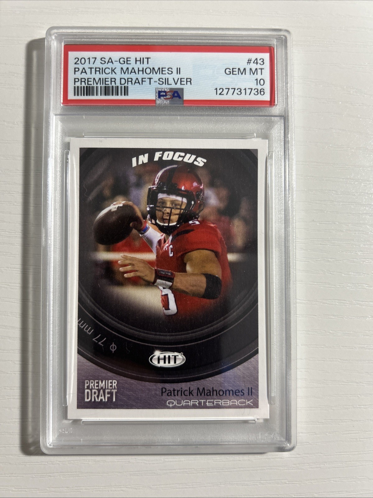Patrick Mahomes SA-GE Hit Premier Draft #43 Silver