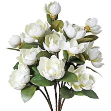 LIUCOGXI 4 Pcs Vintage 12 Heads Artificial Magnolia Flower Foam Long Stem Flo...