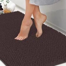 ITSOFT 47x21 Plush Chenille Bathroom Rug Non-Slip Absorbent Machine Washable Mat