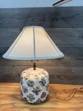 VTG Chinese Porcelain Ginger Jar Table Lamp Hand-Painted Floral Chinoiserie 22  