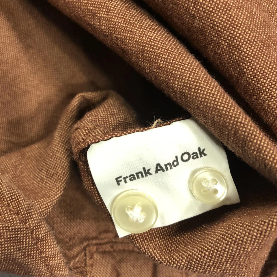 Frank And Oak Shirt Mens Large Brown Rust Jasper Button Down Long Sleeve Pocket - Image 4 of 4