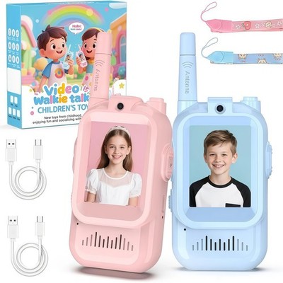 2 Pack Rechargeable Kids Video Walkie Talkies - Camping/Hiking Toys Ages 3-12
