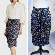   NWT Lauren Ralph Lauren Floral Button-Front Midi Skirt with Tie Sz 8  