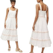 NWT J Crew Scalloped Trim Cotton Beach Midi Dress Size 10