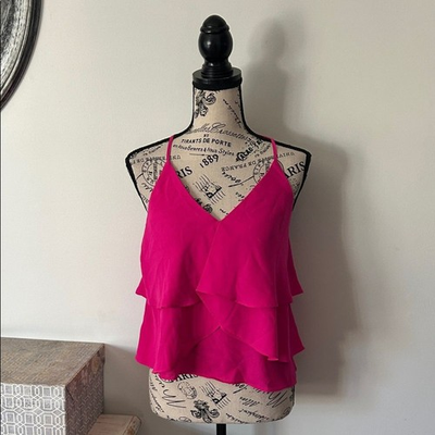 #ad NWT Express Hot Pink V Neck Racerback Cami Women#x27;s size S $12.00