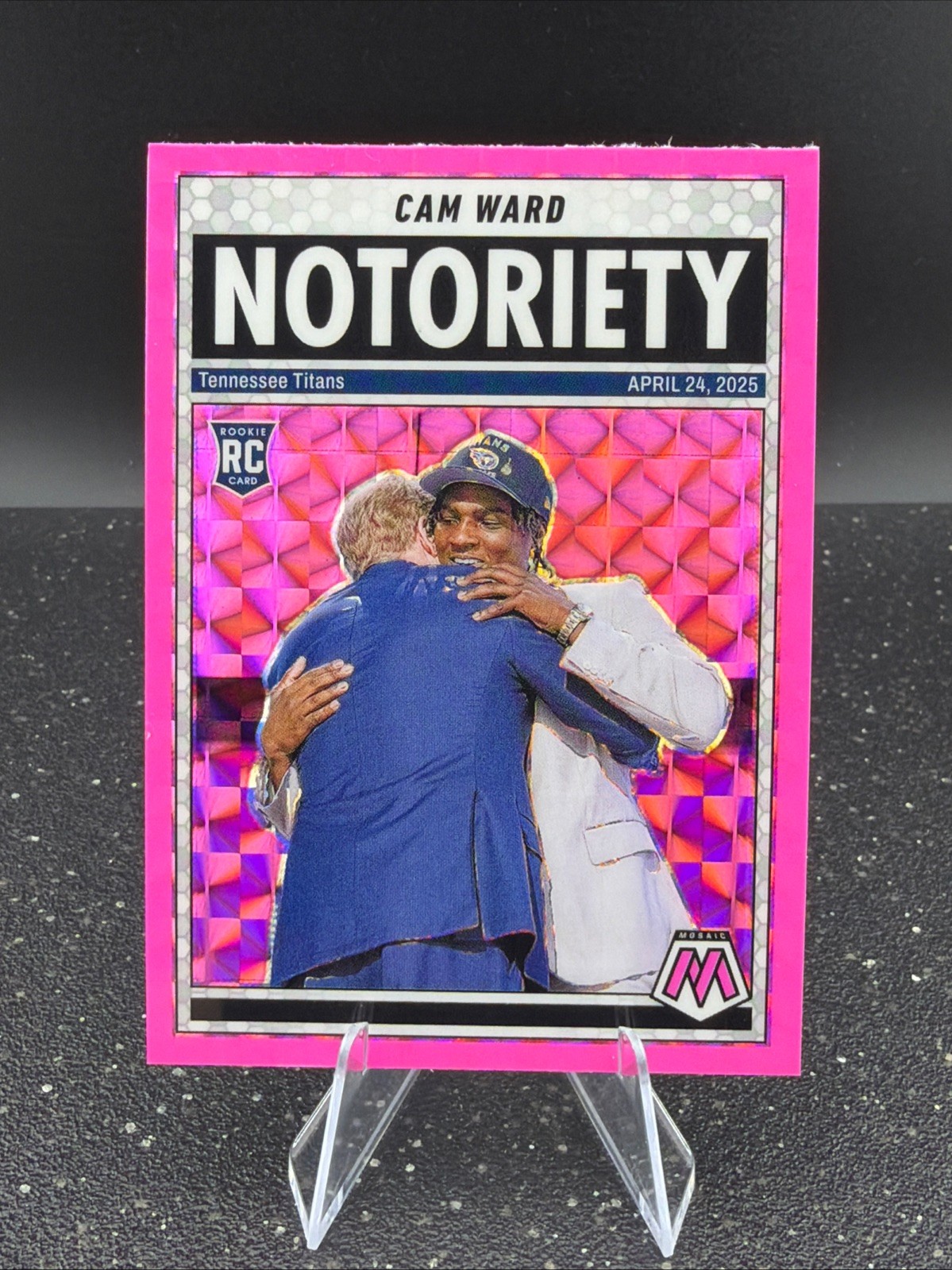 2025 Panini Mosaic CAM WARD Notoriety Pink Prizm #17 RC SP Titans