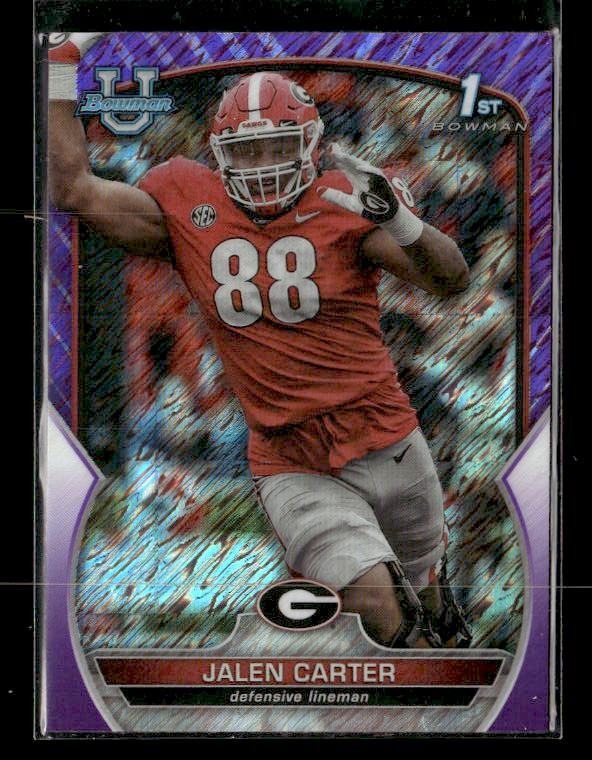 2022 Bowman University Chrome #37 Jalen Carter Purple Shimmer Refractor Georgia