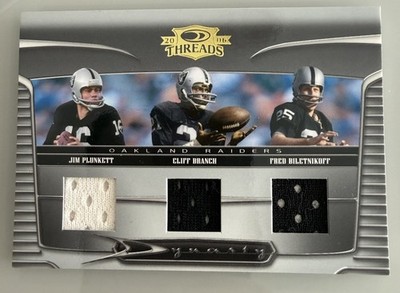 2006 Donruss Threads Dynasty Plunkett Branch Biletnikoff Triple GU Patch 106/250