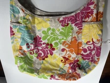Thirty-One Gifts Reversible Floral/polka Dot Shoulder Bag Hobo Tote Purse
