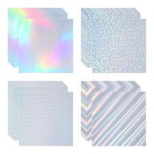 12"x12" Holographic Cardstock 60Pcs Metallic Iridescent Mirror Paper, 4 Colors