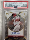 Mike Trout Auto /3 PSA 9 2025 Topps Welcome to the Club Cracked Ice On-Card