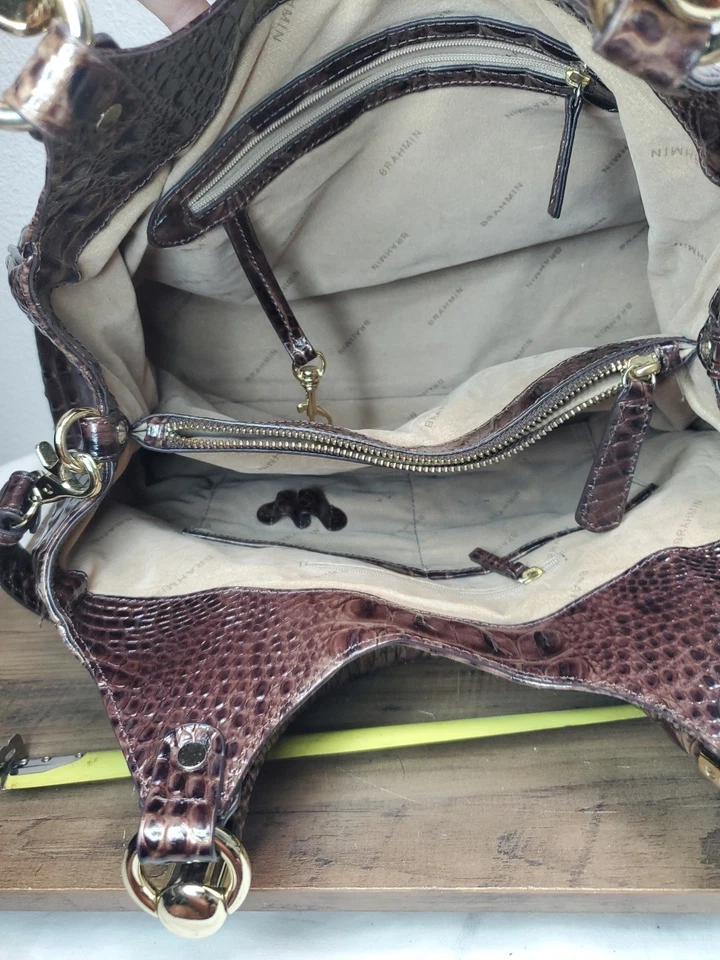 BOLSO DE MANO DE HOMBRO BRAHMIN ELISA PECAN MELBOURNE CUERO BOLSO DE MANO GRANDE 15" Foto 3 de 4