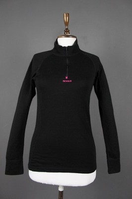 Devold Black Mock Neck Athletic Long Sleeve Quarter Zip Activewear Shirt Size M