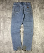 Vintage Carhartt Jeans Light Blue Wash Straight Leg B18 STW size 34x36 90s USA