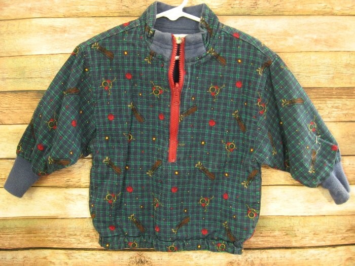 Vintage Gymboree Rainbow Tag Boy Reversible 1/4 Zip Jacket Golf Colorblock Small