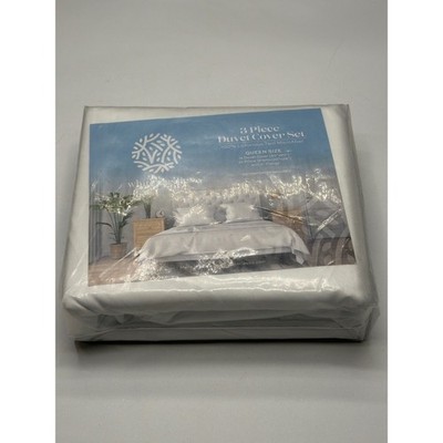 White Classic Queen 3 Piece Duvet Cover Set Luxurious Twill Microfiber NWT