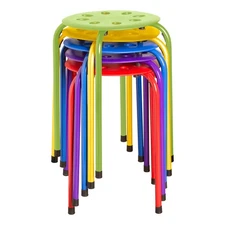 Commercial Furniture Stacking Stools for Kids and Adults, 17.75" Standard Hei...