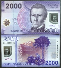 Chile 2000 Pesos 2014 Polymer Banknote World Paper Money UNC Currency Bill Note