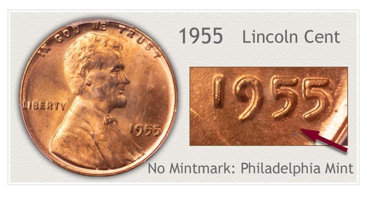 Very Rare 1955 Lincoln Penny No Mint Mark L on Edge Wheat Penny