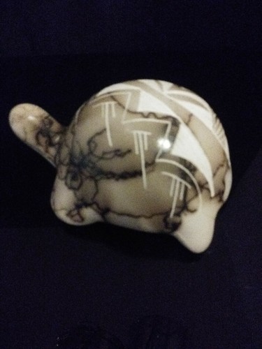 Native American Navajo Horse Hair Pottery Hand Etched Turtle Signed - Picture 4 of 11