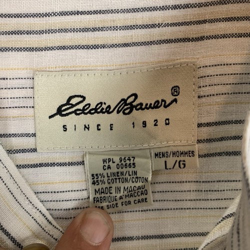 Vintage Eddie Bauer Shirt Mens Large Linen & Cotton WPL 9647 CA 00665 - Picture 4 of 9