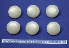 6 MADE IN USA metalic silver genuine leather jacket blazer buttons, metal loop