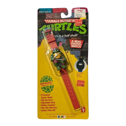 Vtg 1989 TMNT RAPHAEL Digital Watch NEW Sealed Card Hope Industries Ninja Turtle