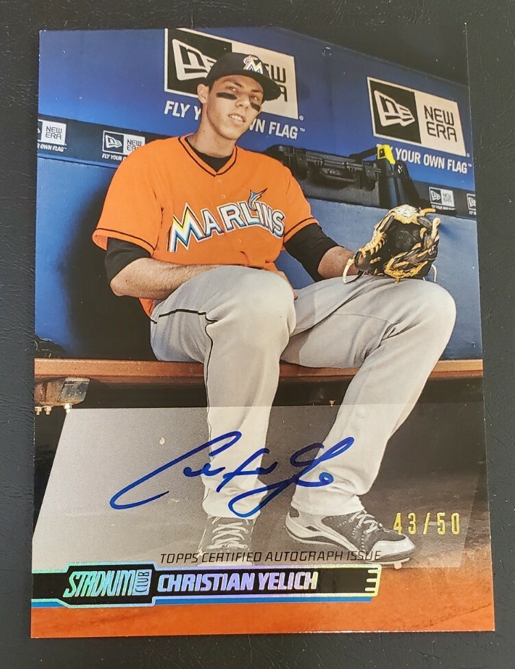 Christian Yelich 2014 Topps Stadium Club Rainbow Foil Auto Marlins 