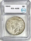 1926 D PEACE DOLLAR ICG AU50 NEW WHITE LABEL