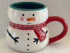 Holiday Home 20 oz Adorable Snowman Coffee Hot Cocoa Mug Red Scarf EXC!