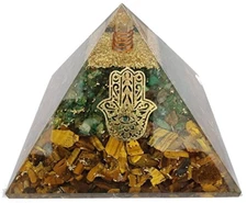 Orgonite Pyramid Tiger's Eye & Green Aventurine Quartz – Hand Of Protection