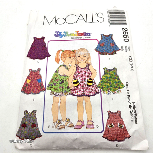 McCall's Sewing Pattern Child Sundress 2650 Shorts Sz CD 2-3-4 Jelly ...