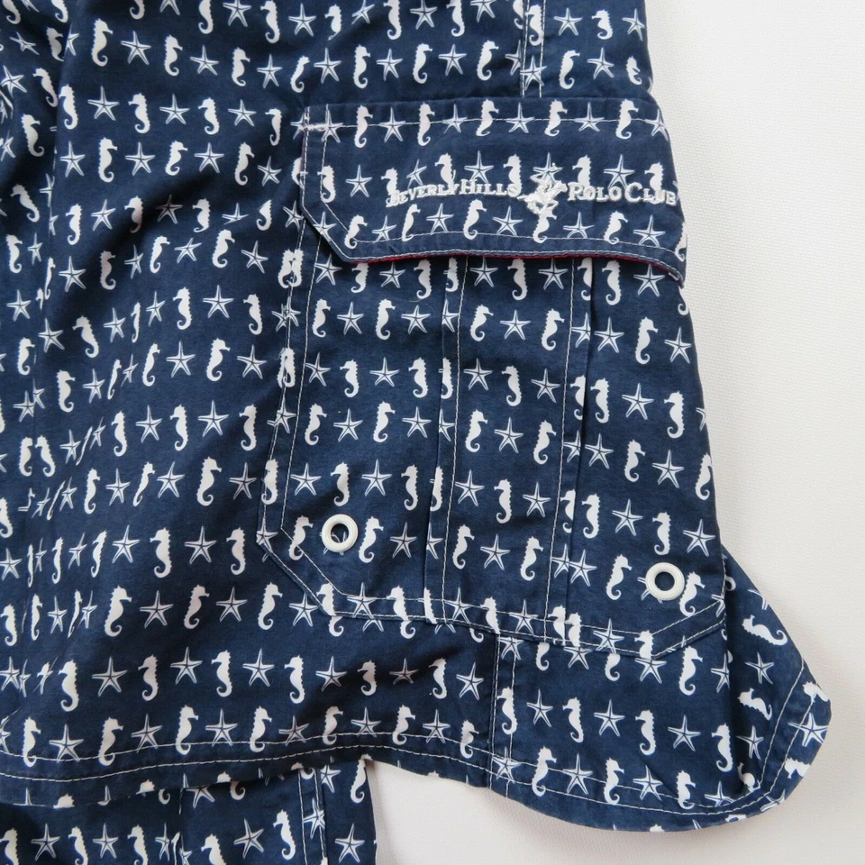 Hombres BEVERLY HILLS POLO CLUB Azul Marino Caballito de Mar Bañador Pantalones Cortos Talla M Foto 2 de 4