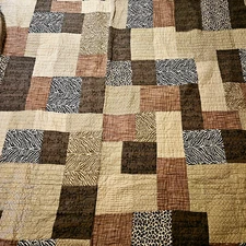 The Company Store Queen Brown Animal Print Cotton Quilt Comforter 3 Pillow Shams