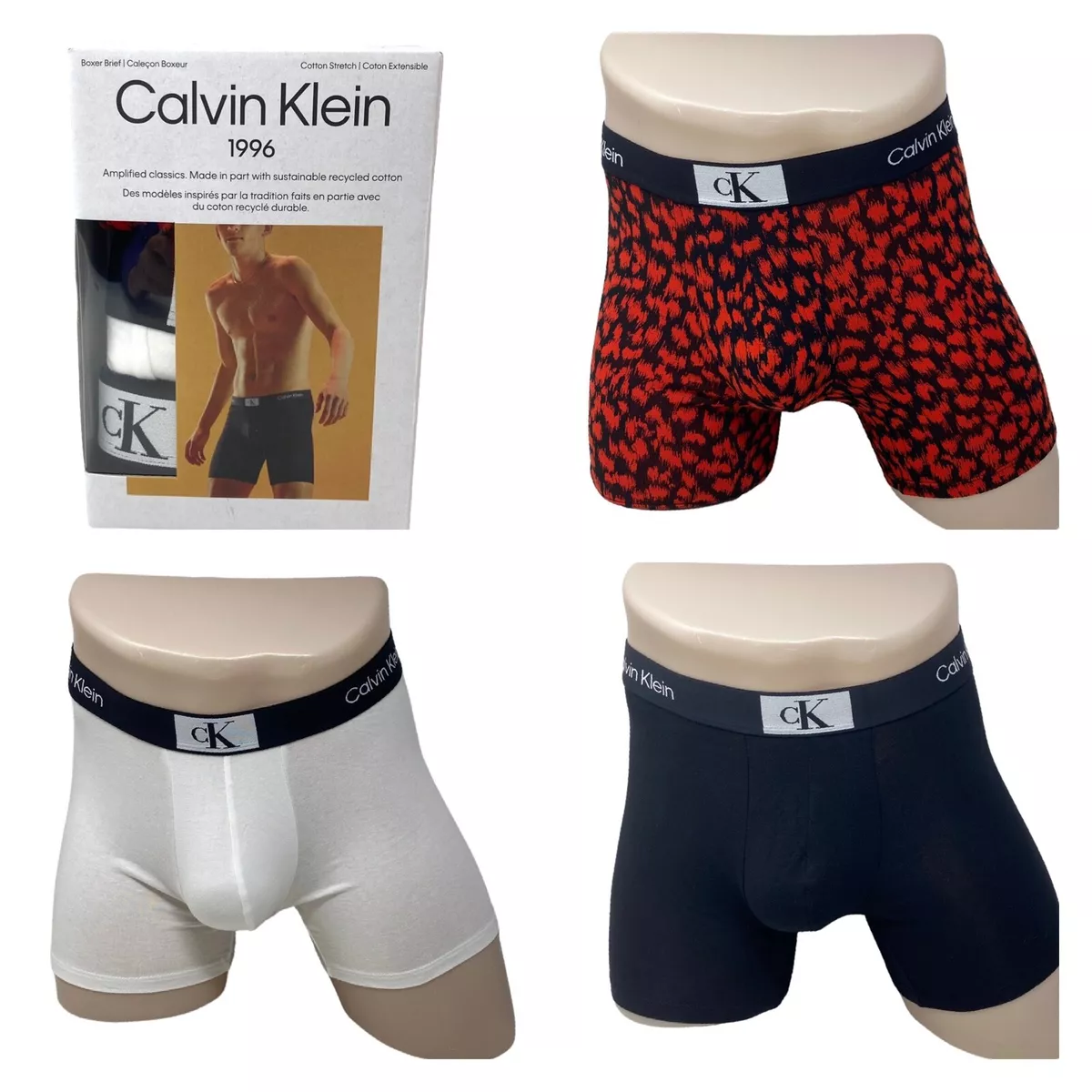 Calvin Klein 1996 Cotton Stretch Boxer Brief 3Pack Multi Men Underwear  NB3529909