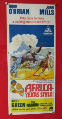 AFRICA TEXAS STYLE ORIGINAL 1967 DAYBILL CINEMA FILM POSTER Hugh O'Brian WESTERN