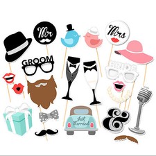 22 Photo Booth Photobooth Wedding Bridal Party Photography Mr Mrs Lips Prop DIY