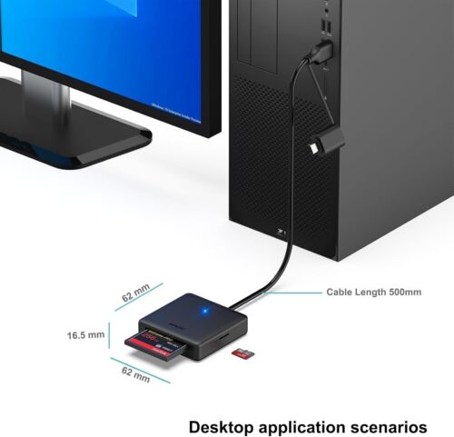Memory Card Reader 4 in 1 USB 3.0 and USB-C to SD Micro SD MS CF Card Reader - Picture 4 of 9