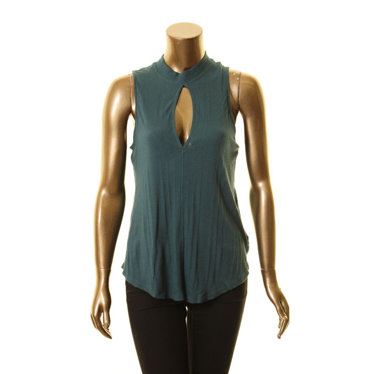 フリーピープル トップス タンクトップ OB519385 Free People Womens Faye Tank Top Turquoise XS ( FREE PEOPLE Women's Turquoise Faye Ribbed Keyhole Tank