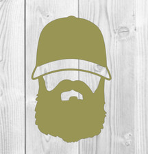 Bearded man with baseball hat hunting decal, auto, boat, laptop, Stanley