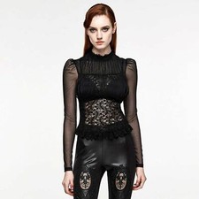 PUNK RAVE Transparentes Chiffon Top Full Delight Spitze Traumhaft EDEL GOTHIC