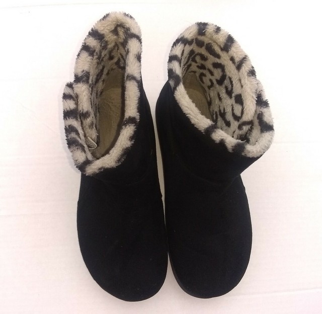 Womens Vionic Vanah Faux Suede Orthaheel Boots Black Leopard Sz 9 | eBay