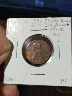1995 D Lincoln Memorial Cent Error   Obverse Strike doubling of date/mint Au 026