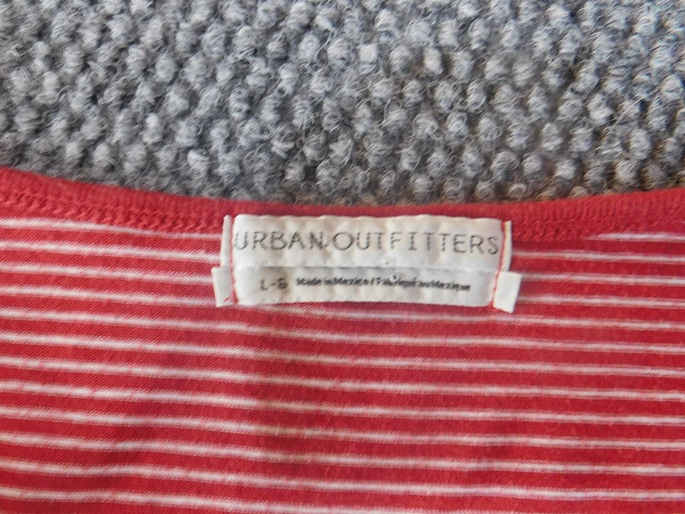 Blusa Urban Outfitters Mujer Grande Rojo Rayas Jersey Elástico Top Clásico Foto 4 de 4